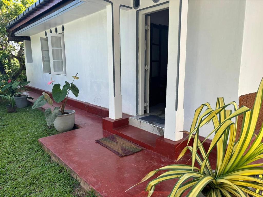 an open door of a house with plants in the yard at VN45 Villa in Ahangama in Ahangama