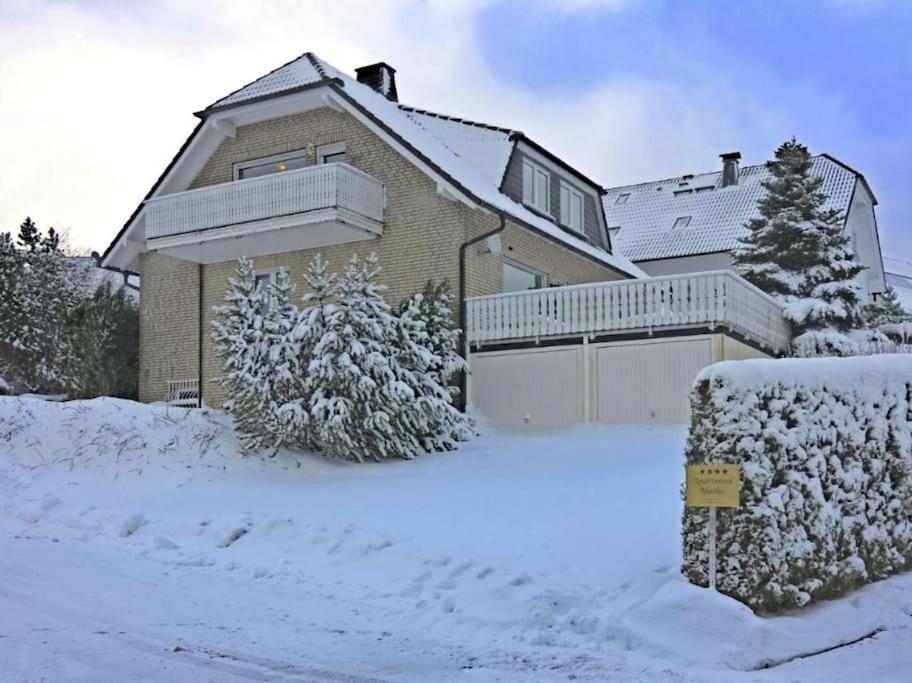 Το Benedenappartement in Winterberg met uitzicht en balkon τον χειμώνα
