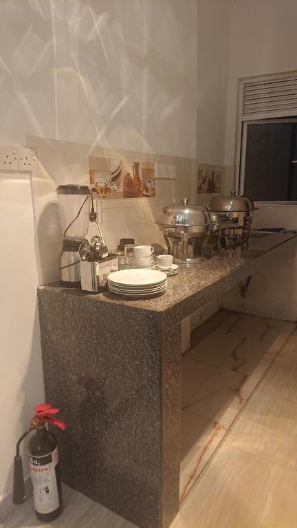 Kuchyň nebo kuchyňský kout v ubytování CANAAN MUSIC Hotel