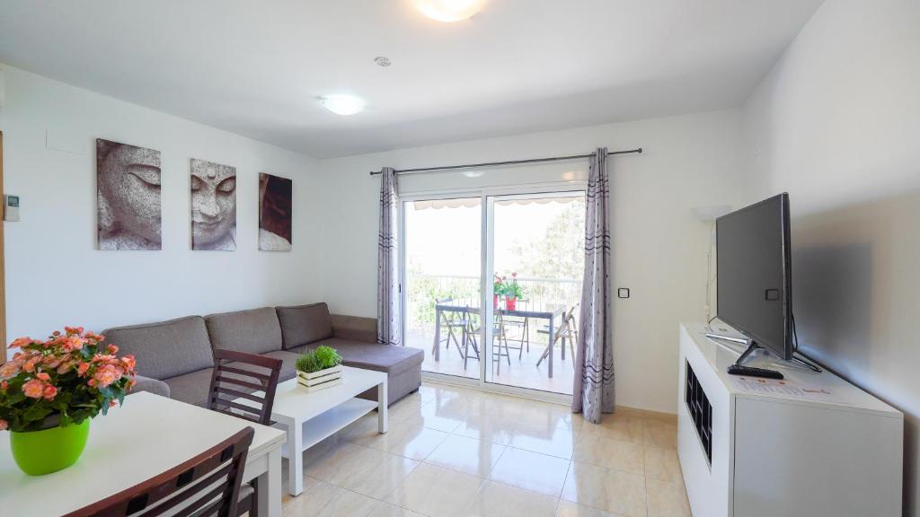A television and/or entertainment centre at APARTAMENT LO COR DEL DELTA