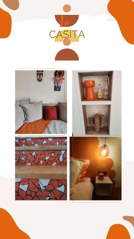 un collage de quatre photos d'une pièce dans l'établissement La casita, maison individuelle avec jacuzzi, à Falck