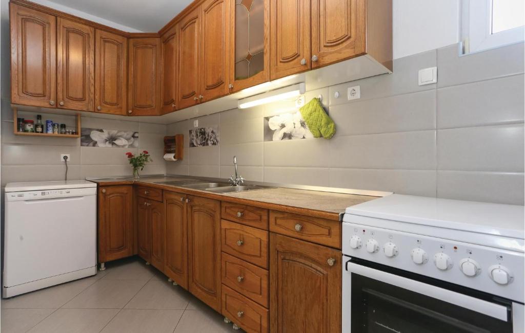 Kuchyň nebo kuchyňský kout v ubytování Holiday Home Gata Ostrvica