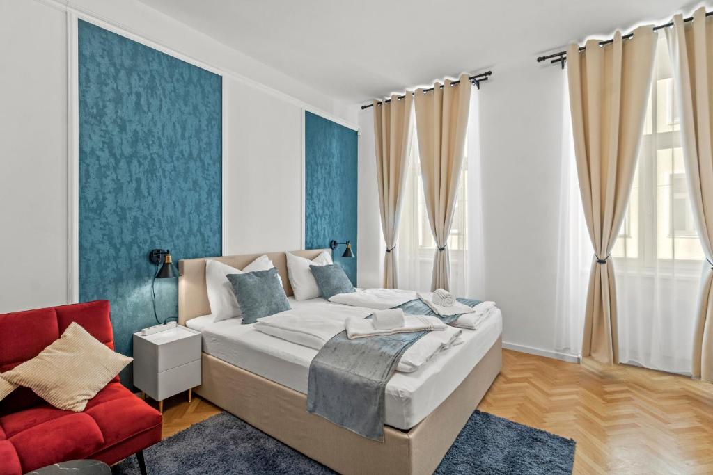 Posteľ alebo postele v izbe v ubytovaní Zentrale, stilvolle und gemütliche Wohnung