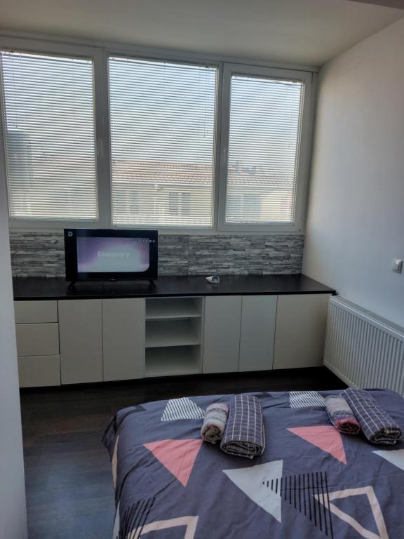 Postel nebo postele na pokoji v ubytování Apartmani Kuzman