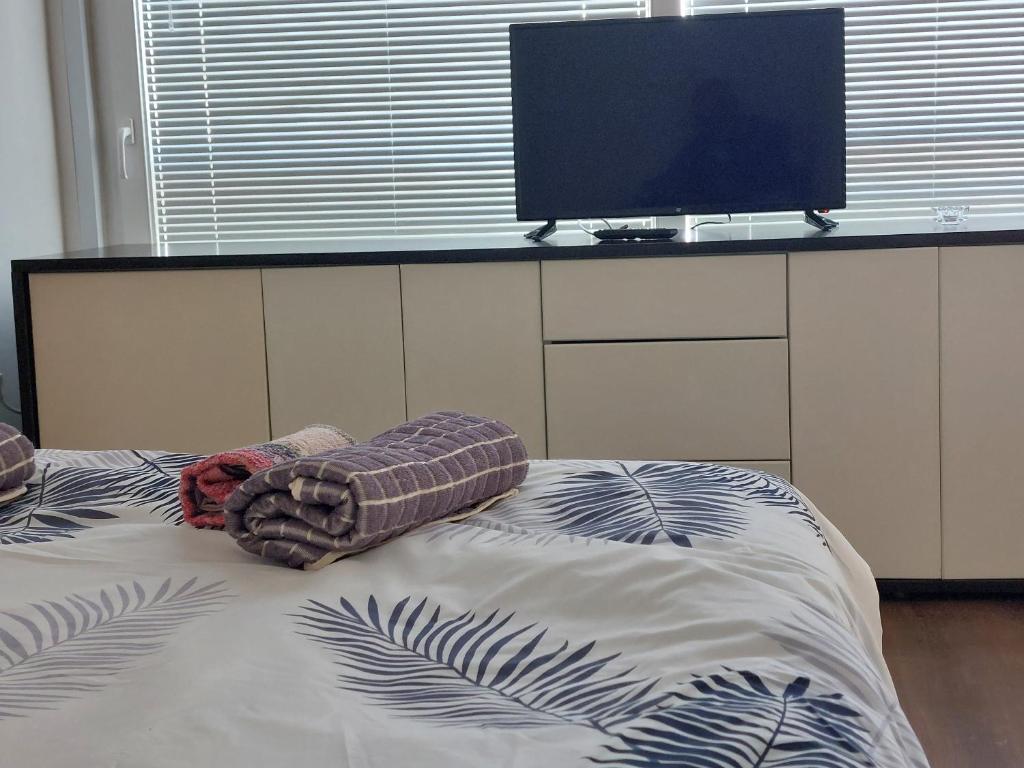Postel nebo postele na pokoji v ubytování Apartmani Kuzman