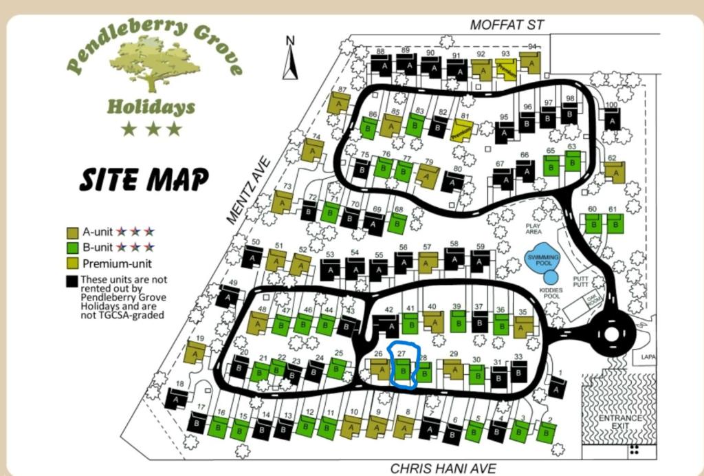 a site map for a residential complex at 27 Pendleberry Grove, Chris Hani Drive, Bela-Bela in Bela-Bela