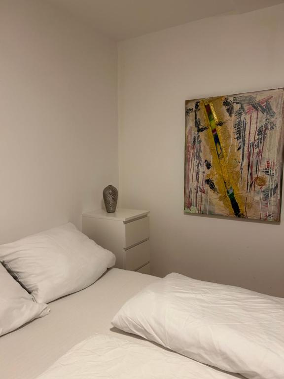 Postel nebo postele na pokoji v ubytování Gemütlich wohnen nahe Basel
