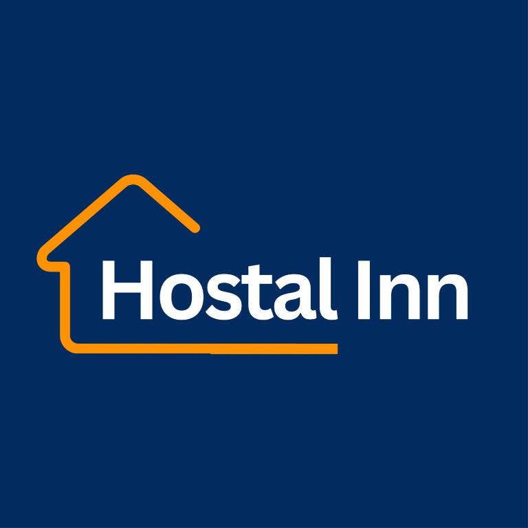 a logo for a hospital inn on a blue background at Hostal Inn 1 in Flores
