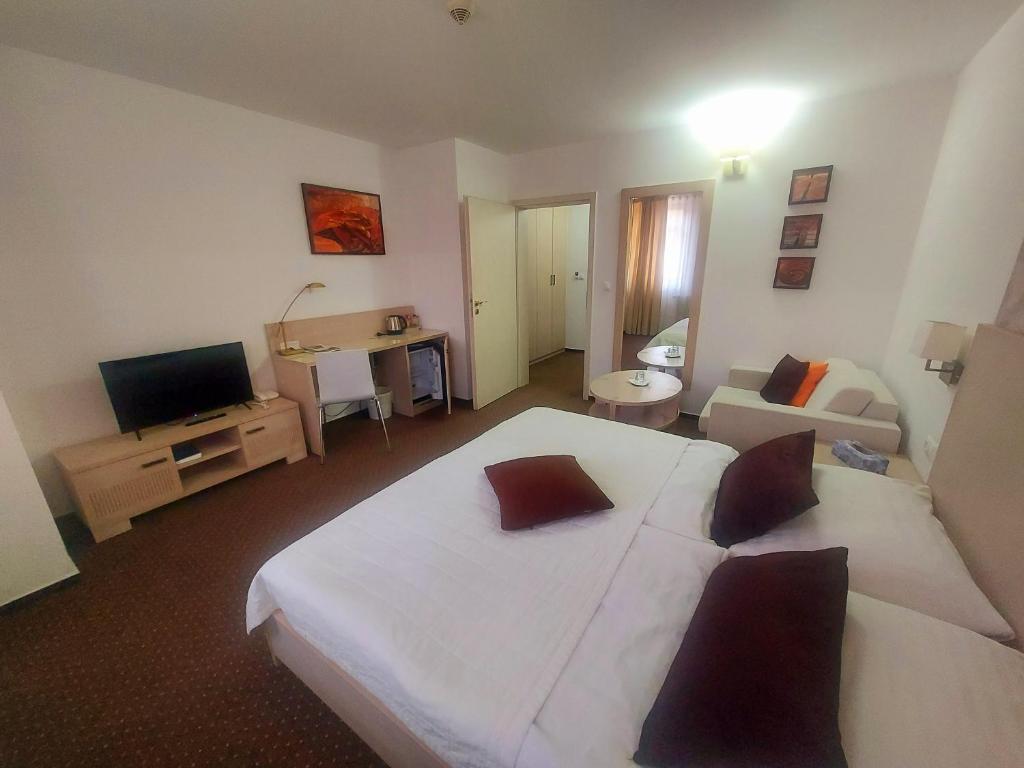 TV a/nebo společenská místnost v ubytování Hotel Slamený Dom & SPA
