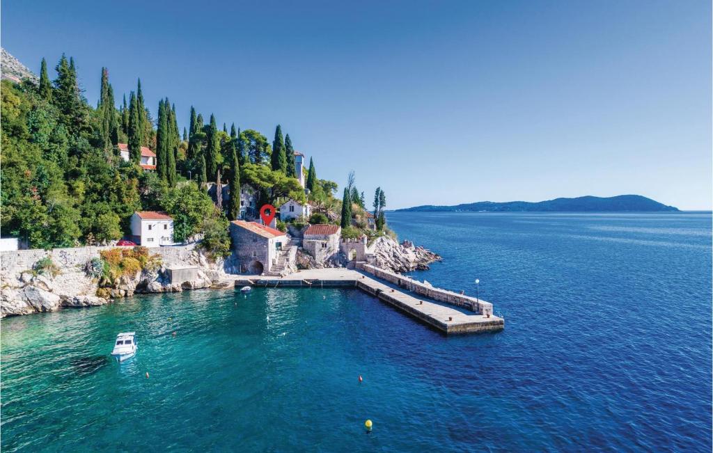 an aerial view of a large body of water at Holiday Home Zaton Veliki 37 in Trsteno