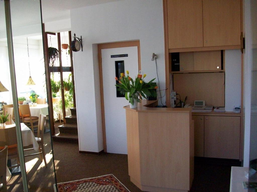 Kuchyň nebo kuchyňský kout v ubytování Ems-Hotel