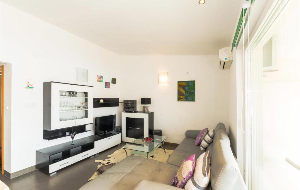 Televízia a/alebo spoločenská miestnosť v ubytovaní 3 Bedroom Nice Apartment In Miskovici