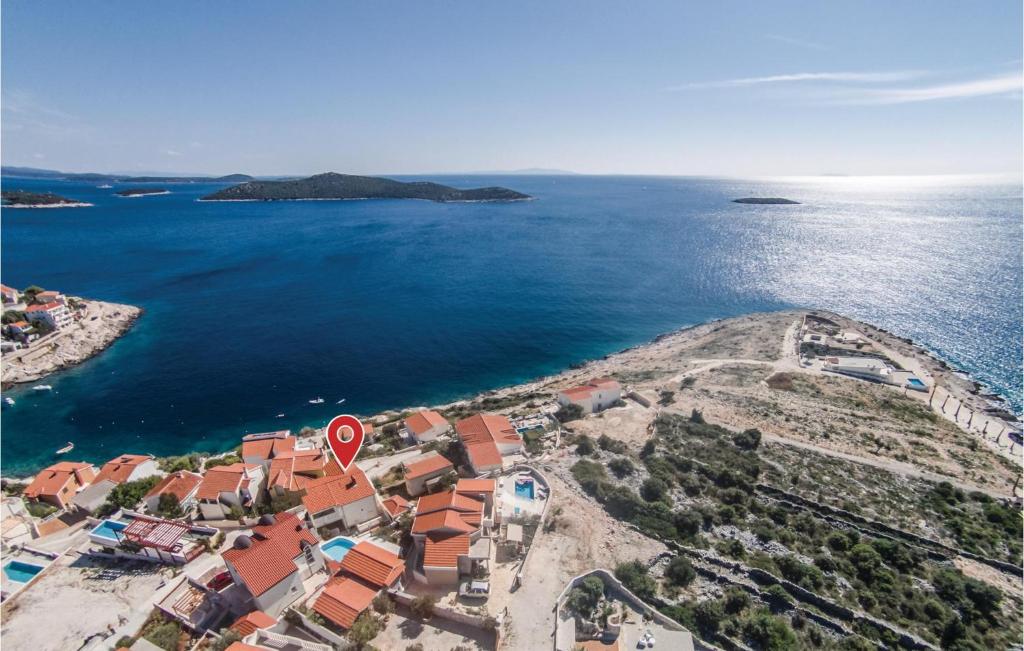 an aerial view of a small island in the water at Holiday Home Bok in Zaglavice