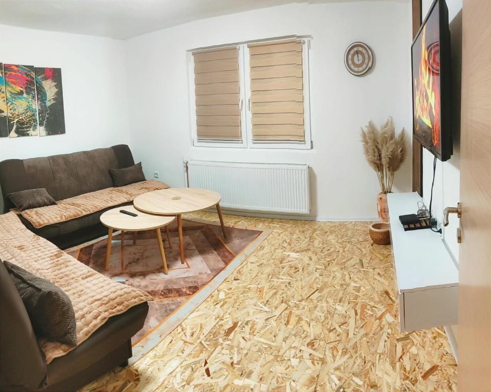 a living room with a couch and a table at Apartman Duric in Tuzla