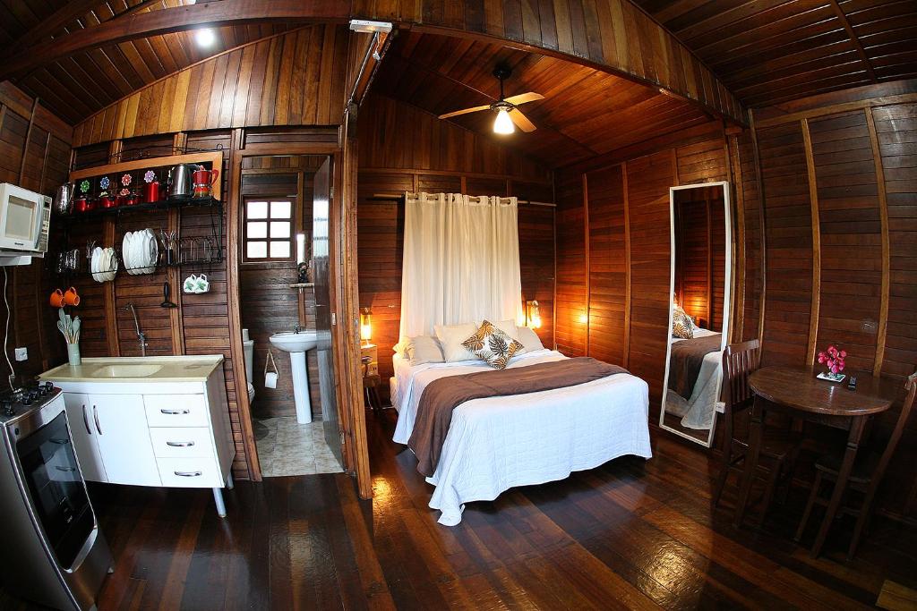 Ένα ή περισσότερα κρεβάτια σε δωμάτιο στο Chale Hortensia