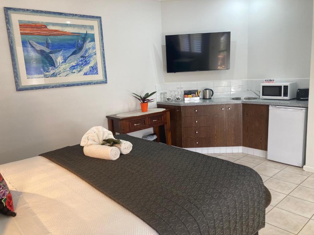 Kuchyň nebo kuchyňský kout v ubytování Gecko Lodge Kalbarri