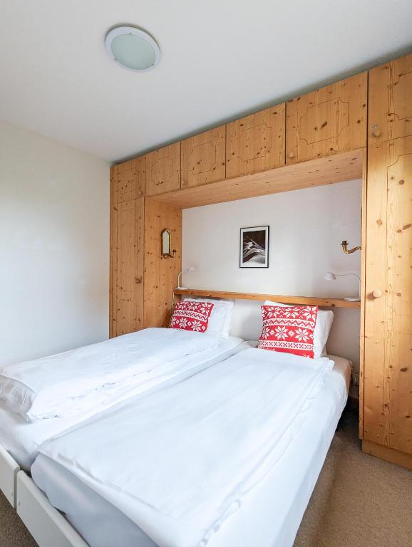 Postel nebo postele na pokoji v ubytování Apt Veysonnaz avec terrasse et vue imprenable