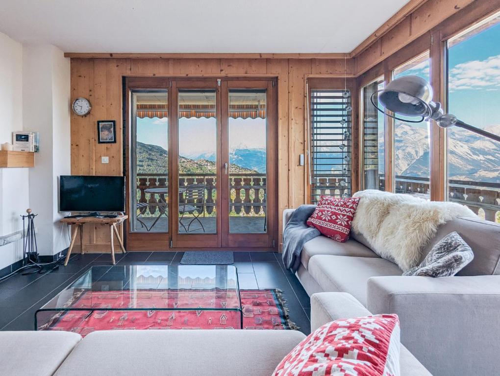 Apt Veysonnaz avec terrasse et vue imprenable - Resim 5