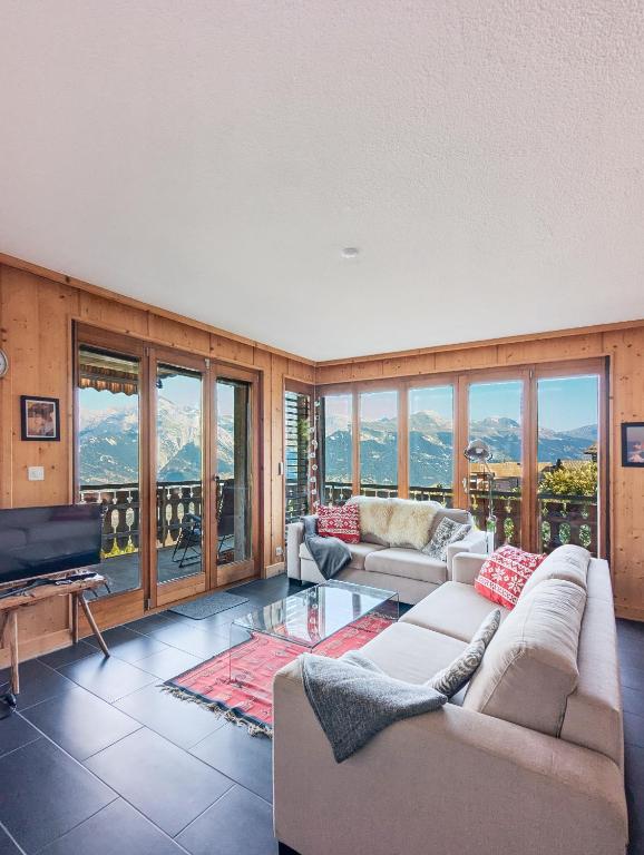 Apt Veysonnaz avec terrasse et vue imprenable - Resim 1