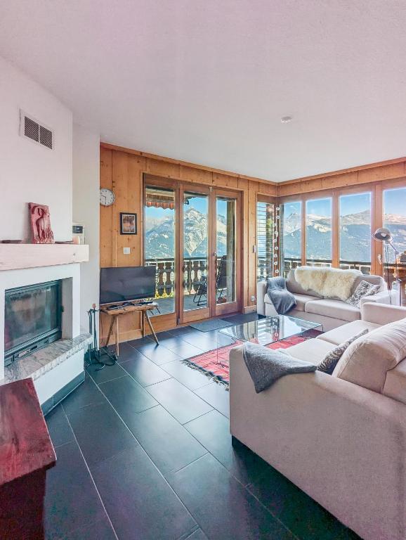 Apt Veysonnaz avec terrasse et vue imprenable - Resim 4