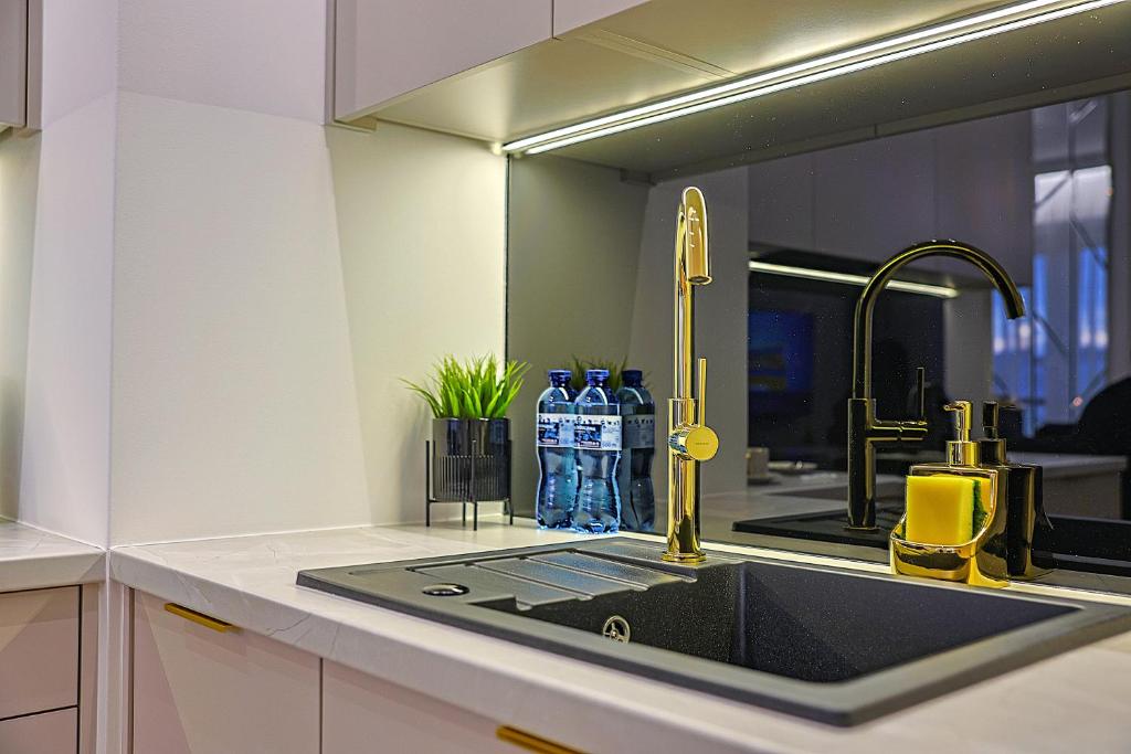 Η κουζίνα ή μικρή κουζίνα στο GOLD Apartment Uniejów