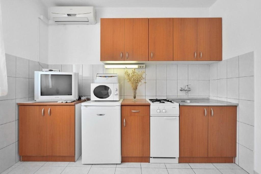 Kuchyň nebo kuchyňský kout v ubytování Apartments Nikola