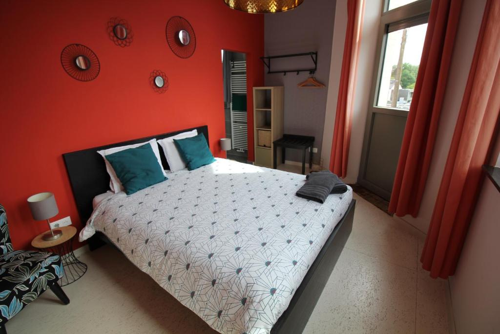 Postel nebo postele na pokoji v ubytování Gîte Le Salmon