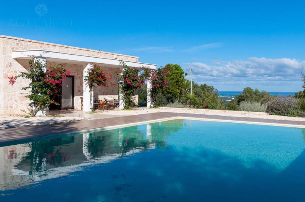 eine Villa mit einem Swimmingpool vor einem Haus in der Unterkunft Villa Maremonti in Santa Lucia