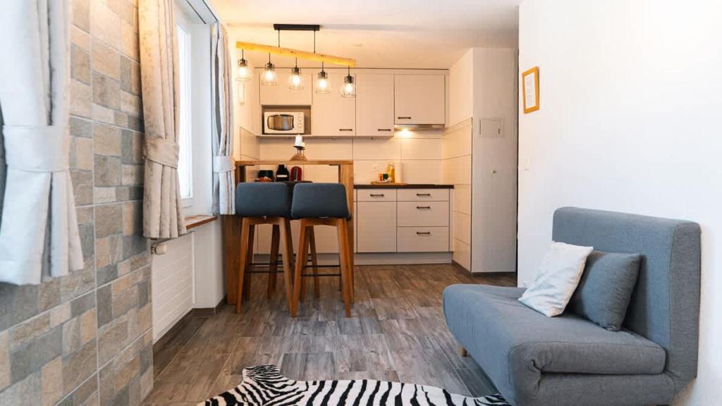 Kuchyň nebo kuchyňský kout v ubytování Apartment Olsa - Cozy Studio in Kandersteg
