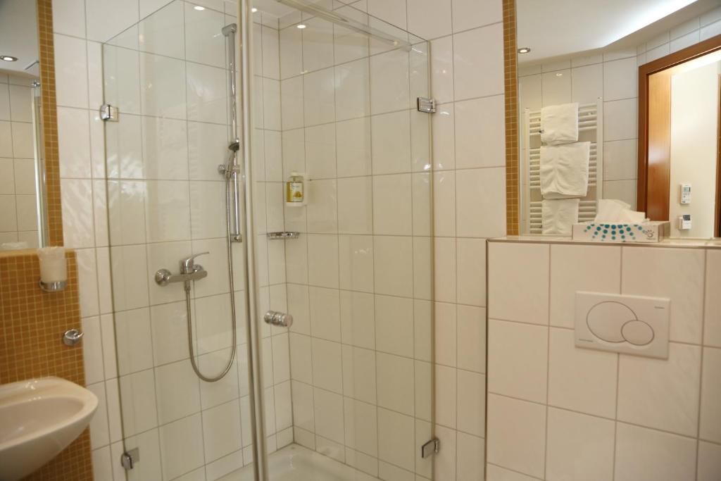 Koupelna v ubytování Hotel Lindleinsmühle