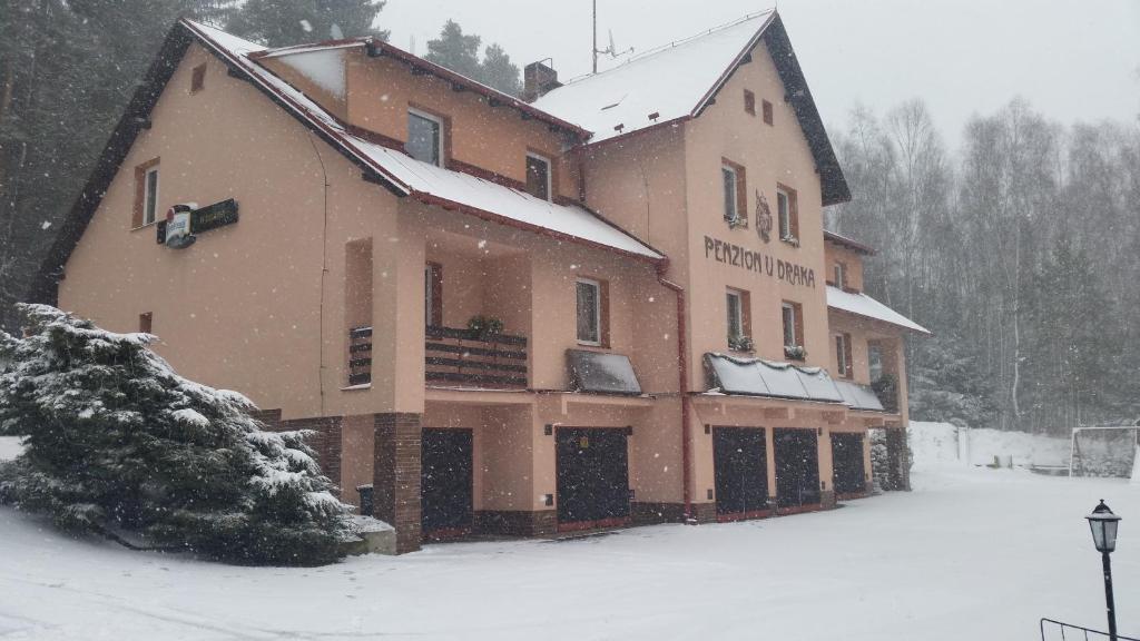 Penzion u Draka during the winter