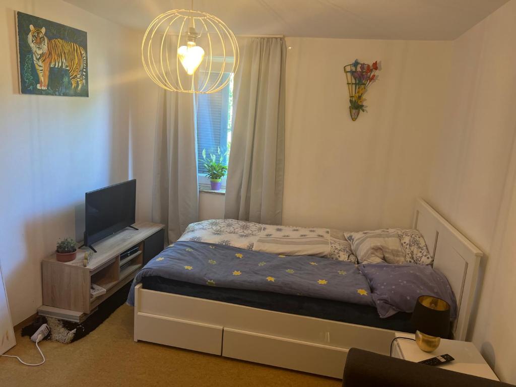 Ένα ή περισσότερα κρεβάτια σε δωμάτιο στο Dein Privat Zimmer in meiner Wohnung