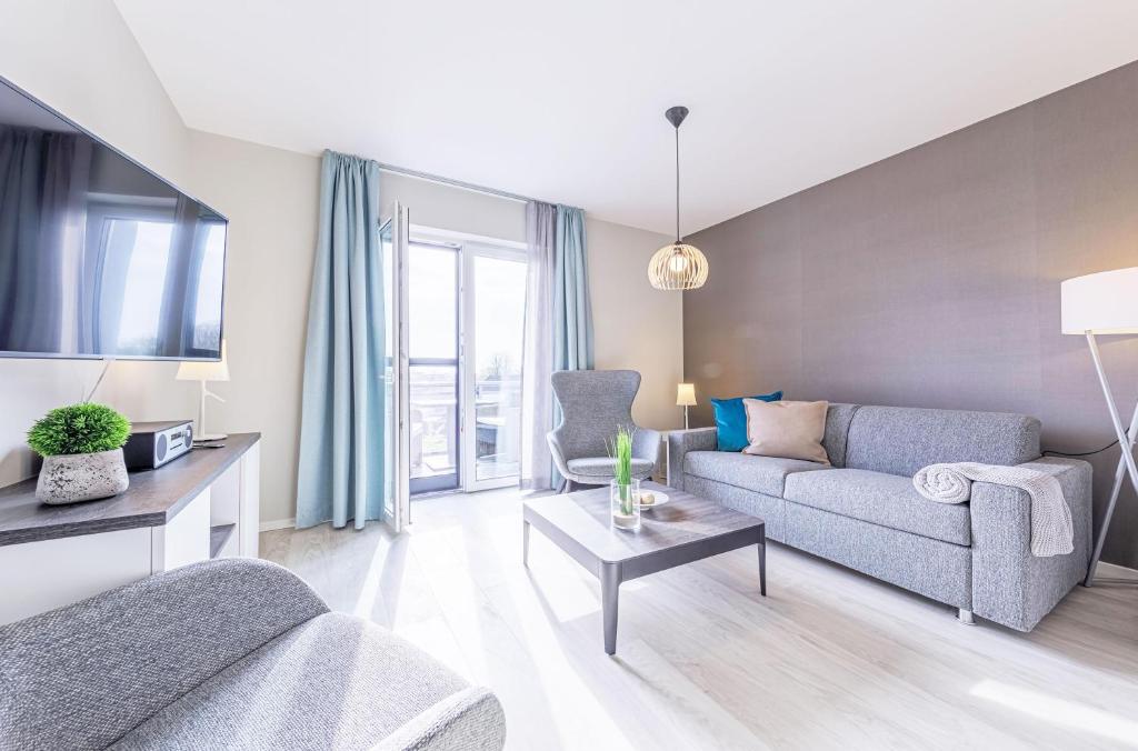 Χώρος καθιστικού στο Boddenglück mit 2 Schlafzimmer und Ostbalkon