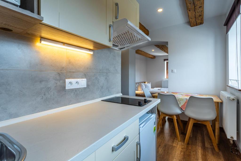 Kuchyň nebo kuchyňský kout v ubytování Houda Bouda - Penzion & Apartmány