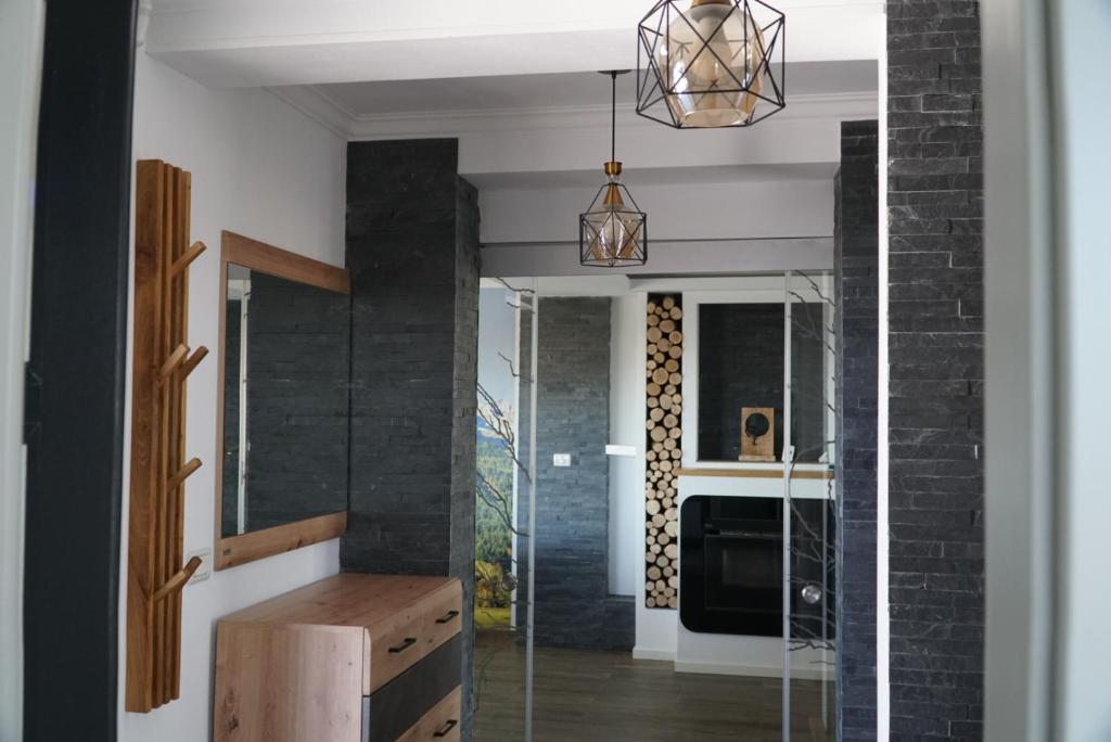 Cucina o angolo cottura di Alpine Blu - Horezu - Varful lui Roman - Sauna, Hot Tub & Gym