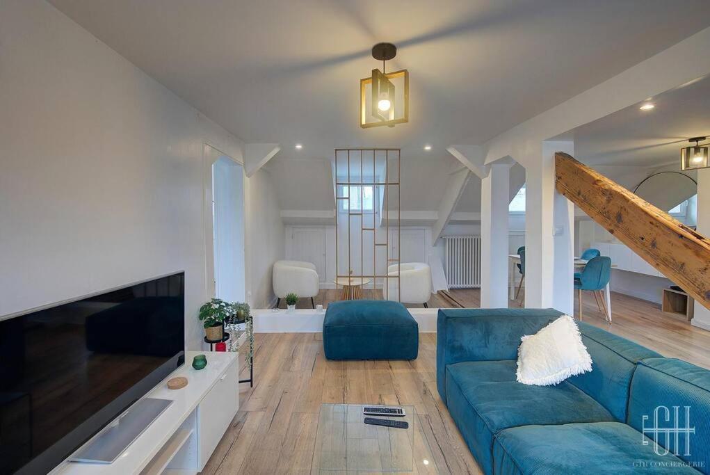 TV a/nebo společenská místnost v ubytování Le Bleuet - Quartier Des Halles