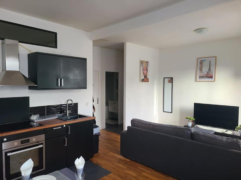 TV a/nebo společenská místnost v ubytování Nord de Paris pantin f2 terrasse