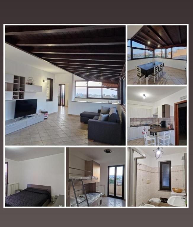 a collage of photos of a living room and a kitchen at Roby's House in Capo dʼOrlando