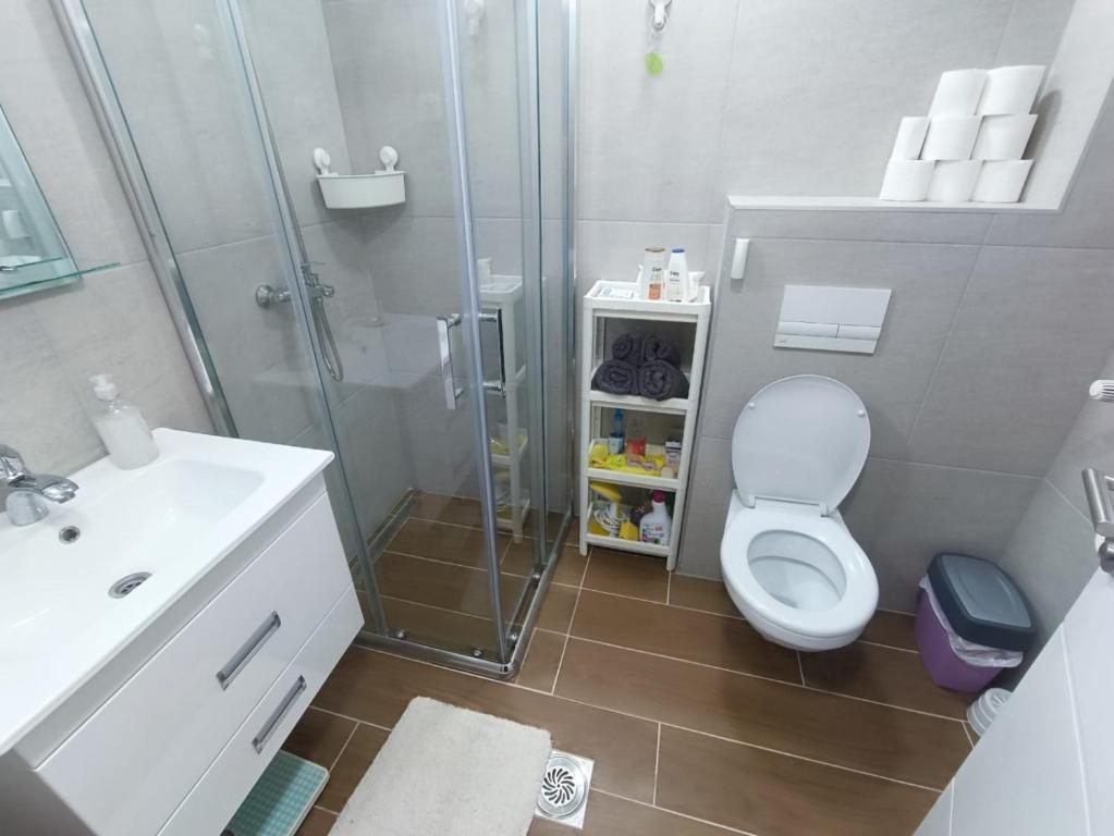Koupelna v ubytování Apartmani Krunet