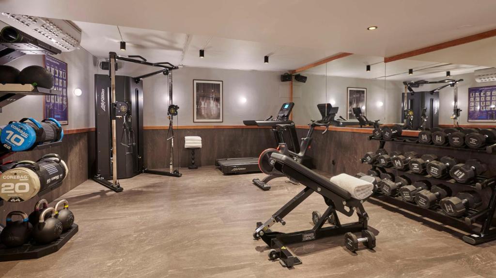 a room with a gym with a treadmill and weights at Hôtel Reisen in The Unbound Collection by Hyatt in Stockholm