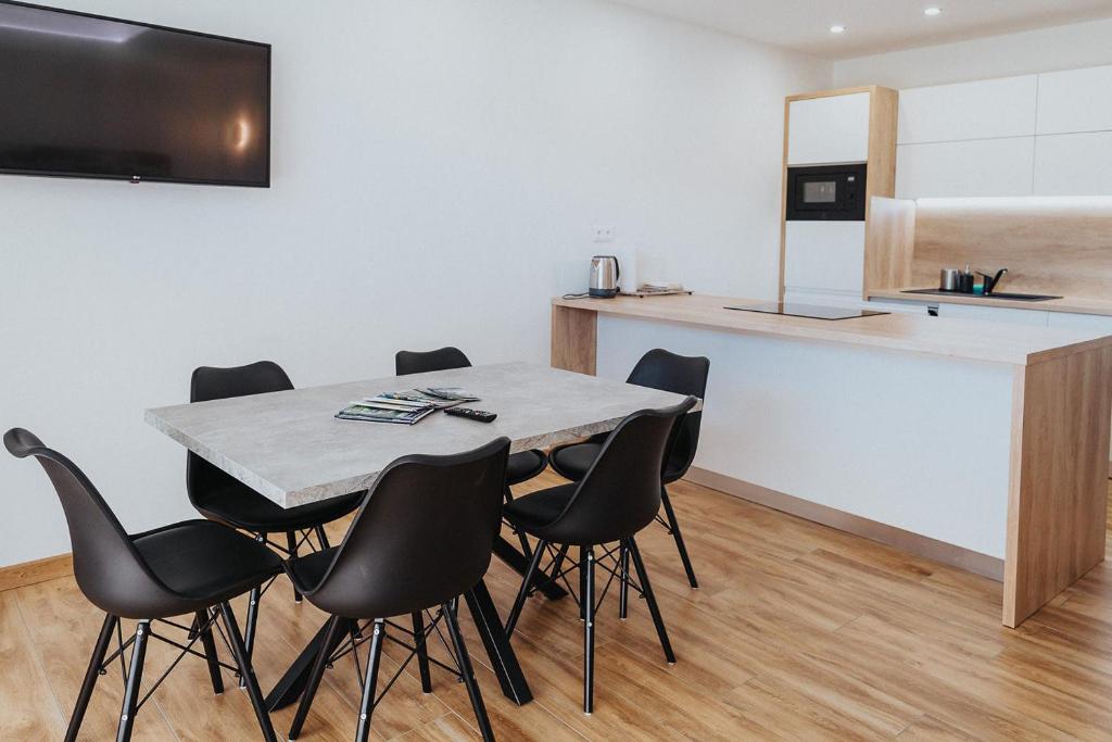 Kuchyň nebo kuchyňský kout v ubytování Apartmány Paľovci