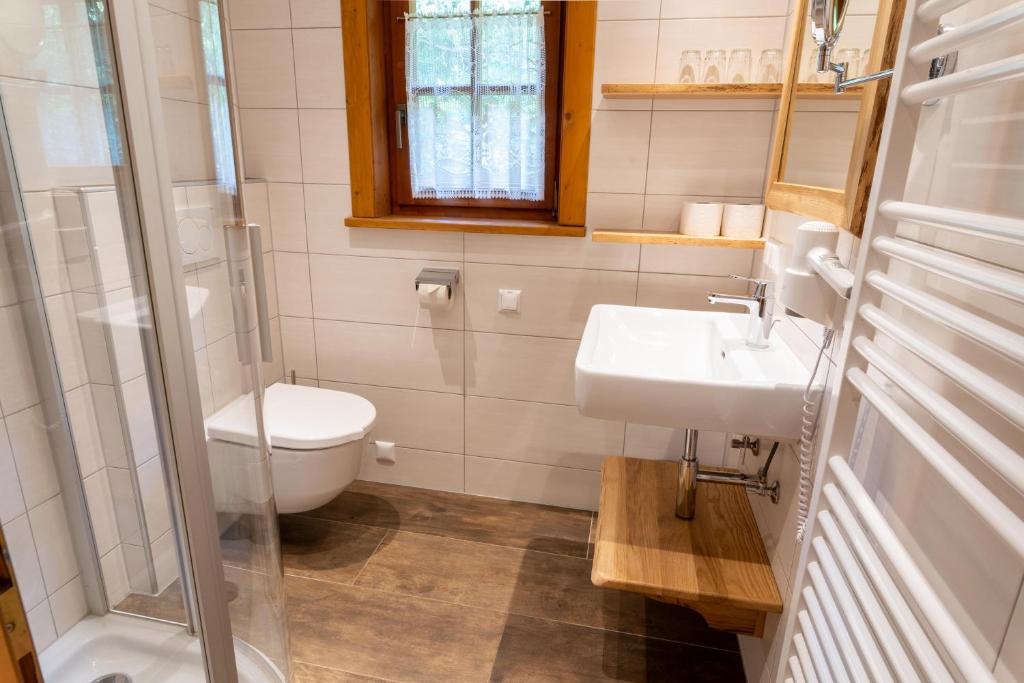 Koupelna v ubytování Gasserhütte