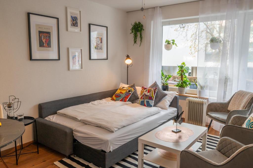Istumisnurk majutusasutuses Special PRIMERO PICASSO Apartment Basel, Bahnhof Grossbasel 10-STAR