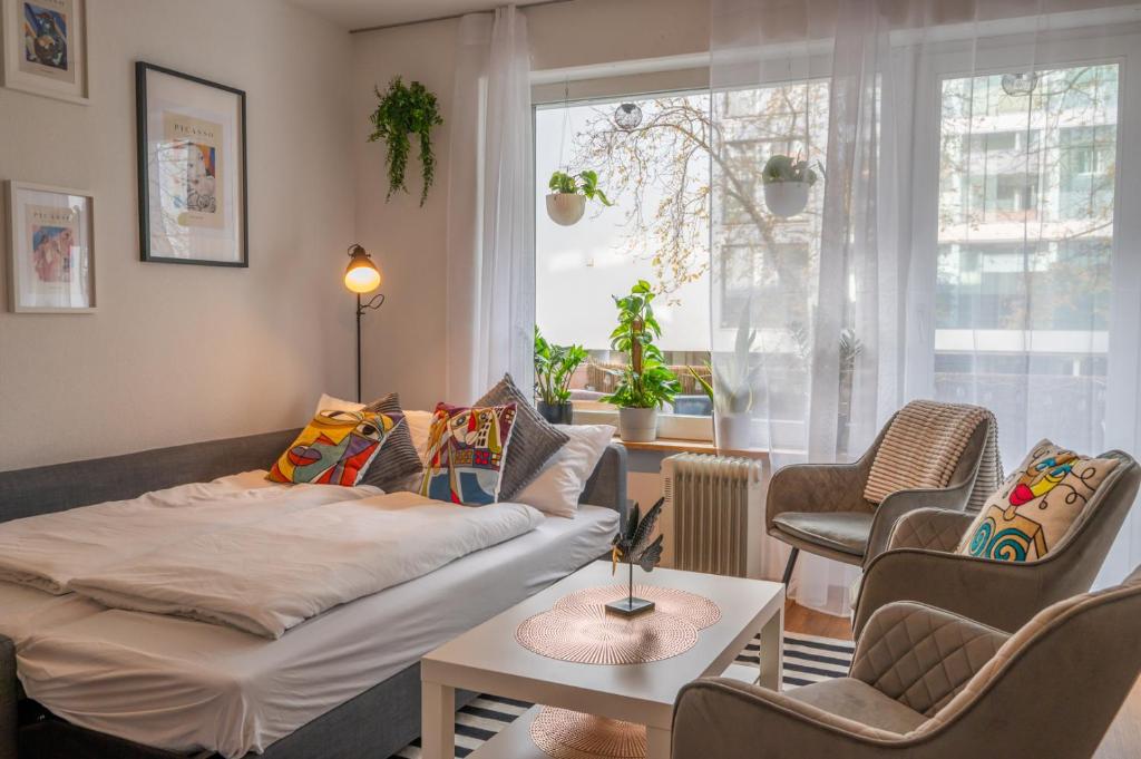 Istumisnurk majutusasutuses Special PRIMERO PICASSO Apartment Basel, Bahnhof Grossbasel 10-STAR