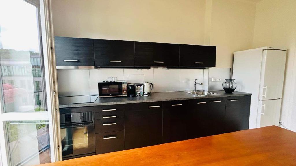 Kuchyň nebo kuchyňský kout v ubytování Park View Apartment Anděl