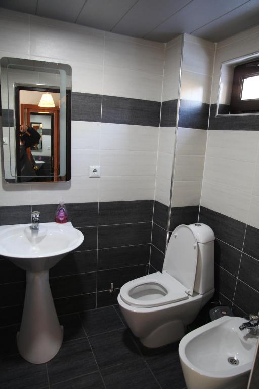 Koupelna v ubytování Guesthouse David Zhorzholiani