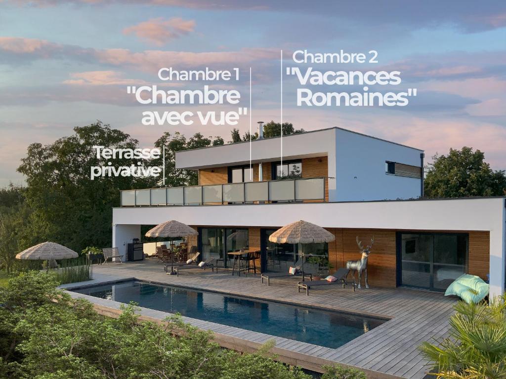 a rendering of a house with a swimming pool at L'Escapade vintage in Eschau