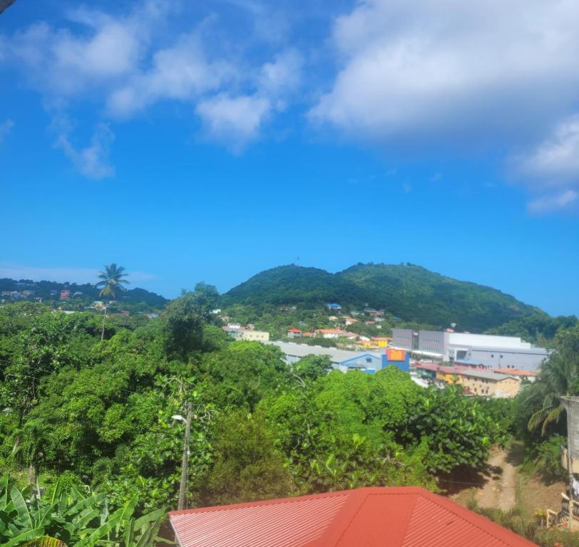 a view of a city with trees and a mountain at Fano's Tropical Oasis, Boise D'orange ST Lucia in Castries