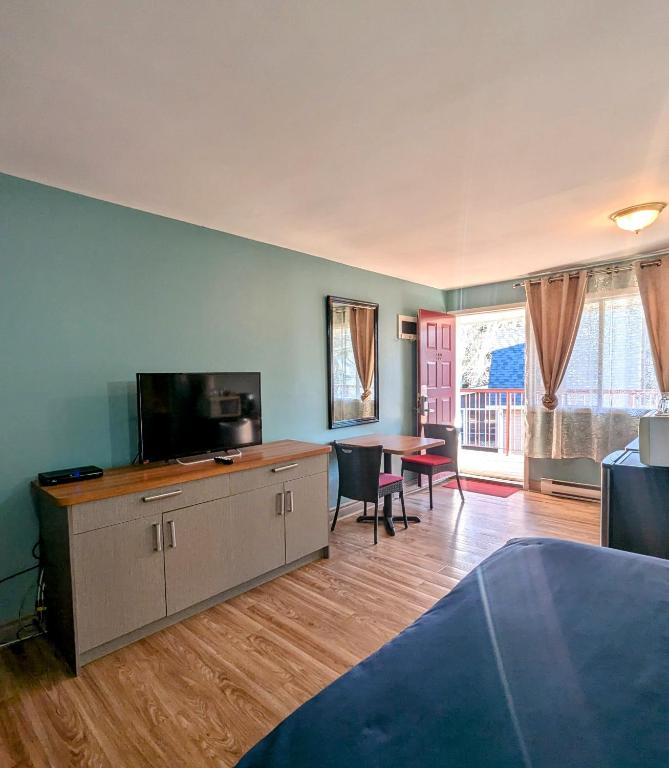 TV a/nebo společenská místnost v ubytování Motel des Pentes et Suites