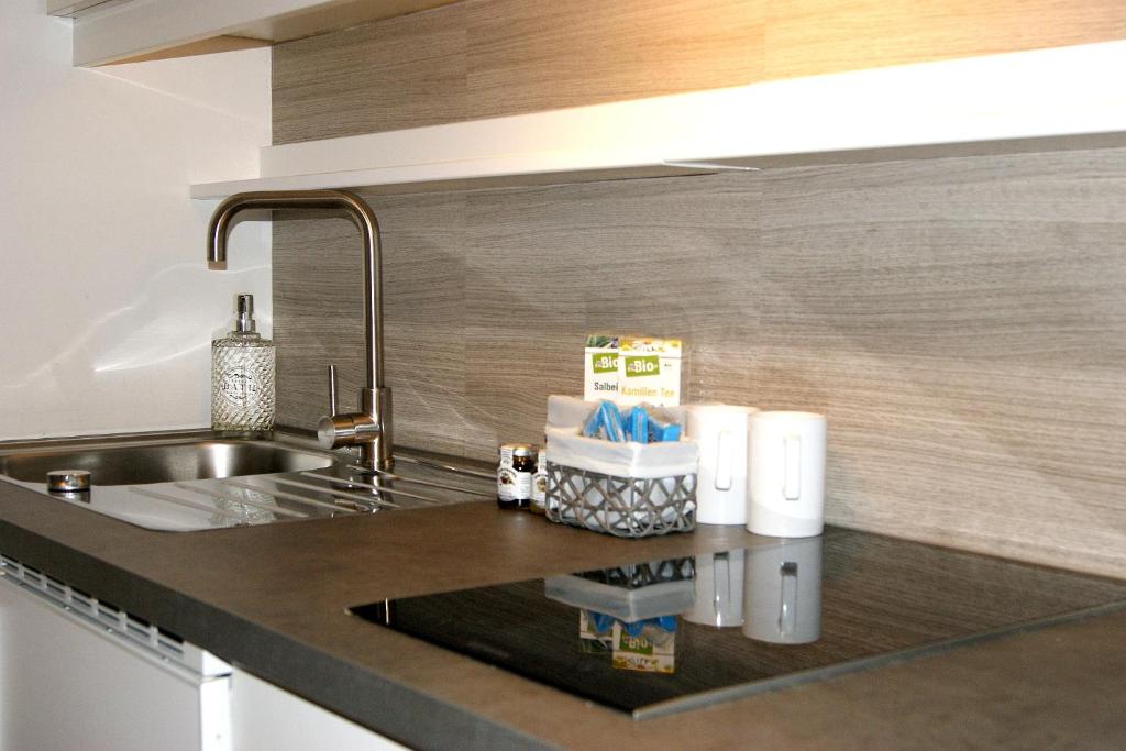 Kuchyň nebo kuchyňský kout v ubytování Abis Ferienwohnung Salzkammergut